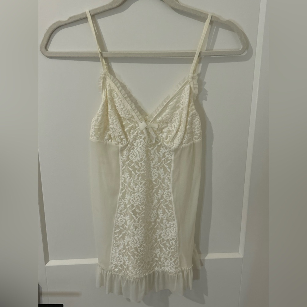 white sheer lace dainty top